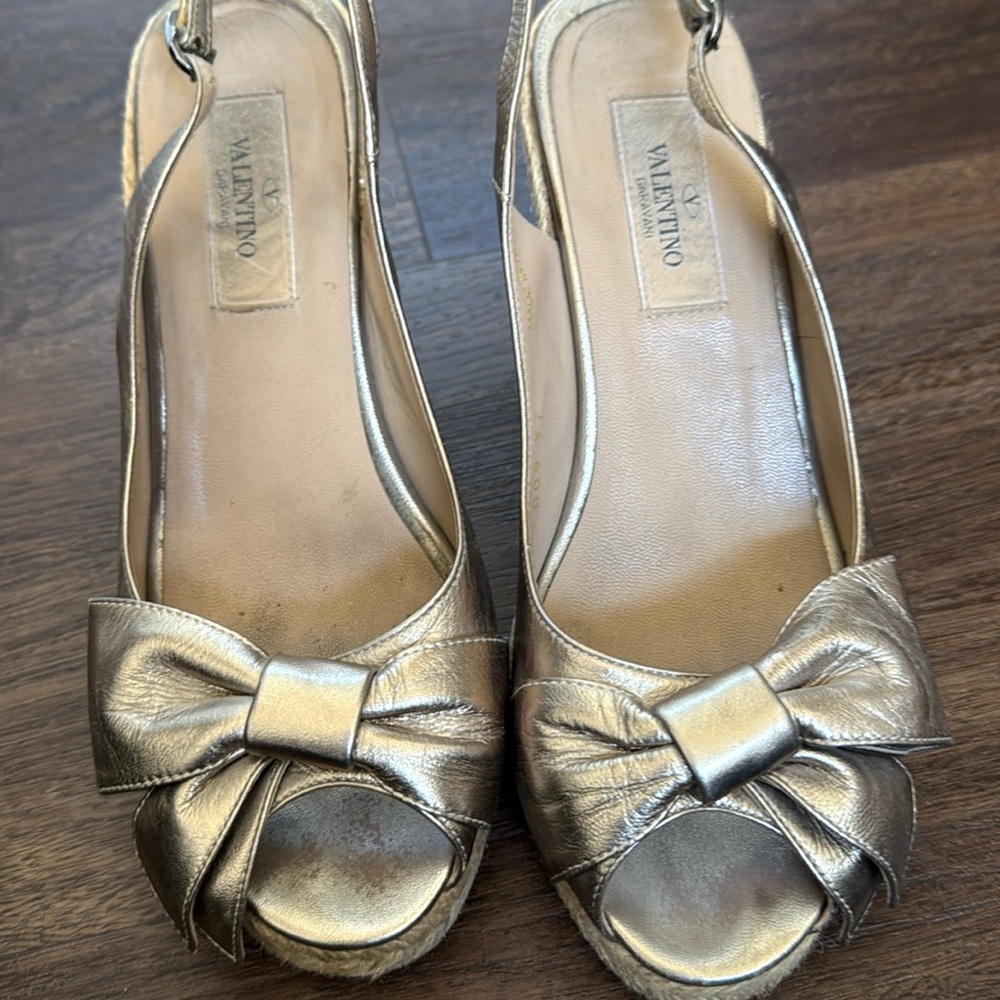 Valentino gold platform sandals.  Size 37